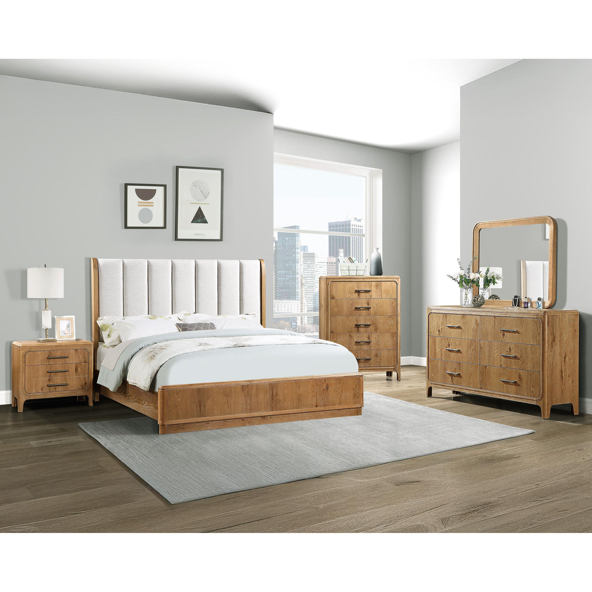 Crown Mark Westcott B1500-11 Dresser Mirror - Cerused Natural IMAGE 2