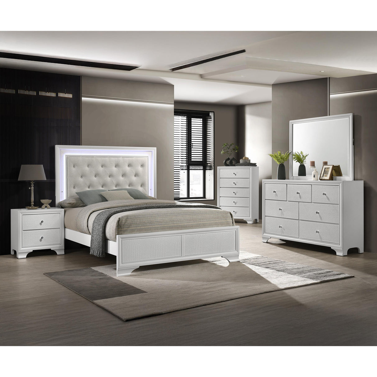 Crown Mark Lyssa B4312-T Twin Bed with LED - Oat/Frost IMAGE 3