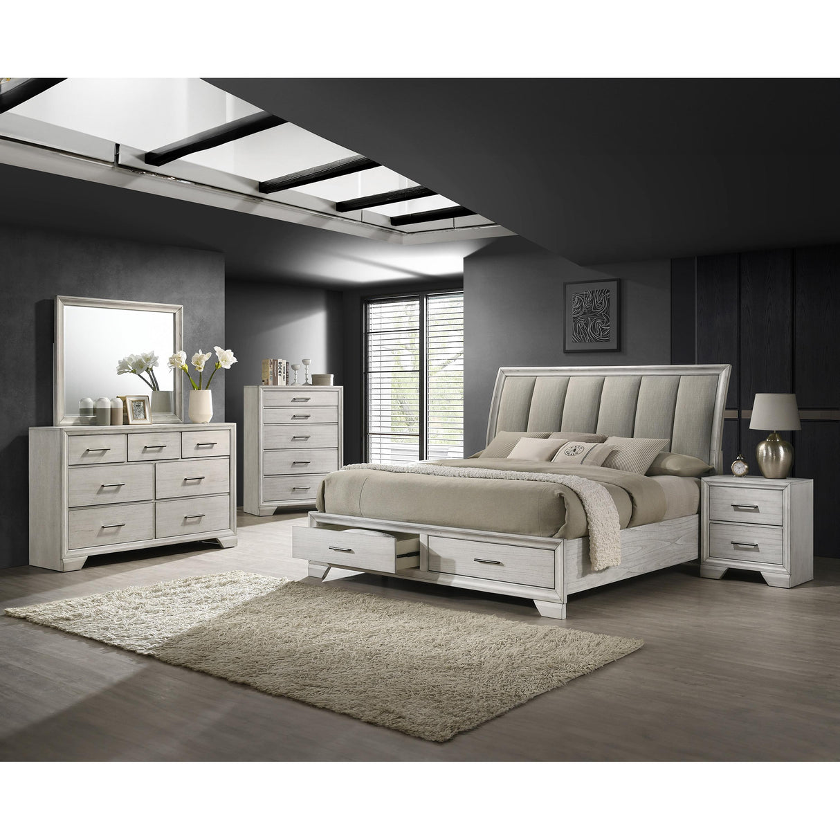 Crown Mark Jaymes B6582-2 Nightstand - White Mist IMAGE 2