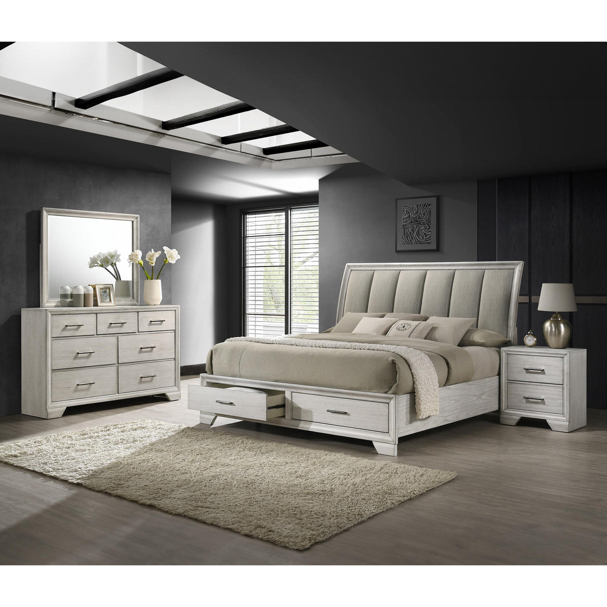 Crown Mark Jaymes B6582-2 Nightstand - White Mist IMAGE 3