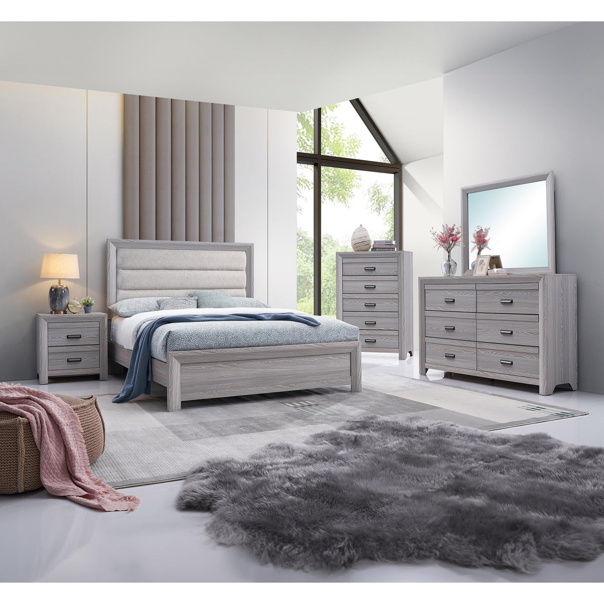 Crown Mark Adelaide B6712-K King Upholstered Bed - Driftwood IMAGE 4