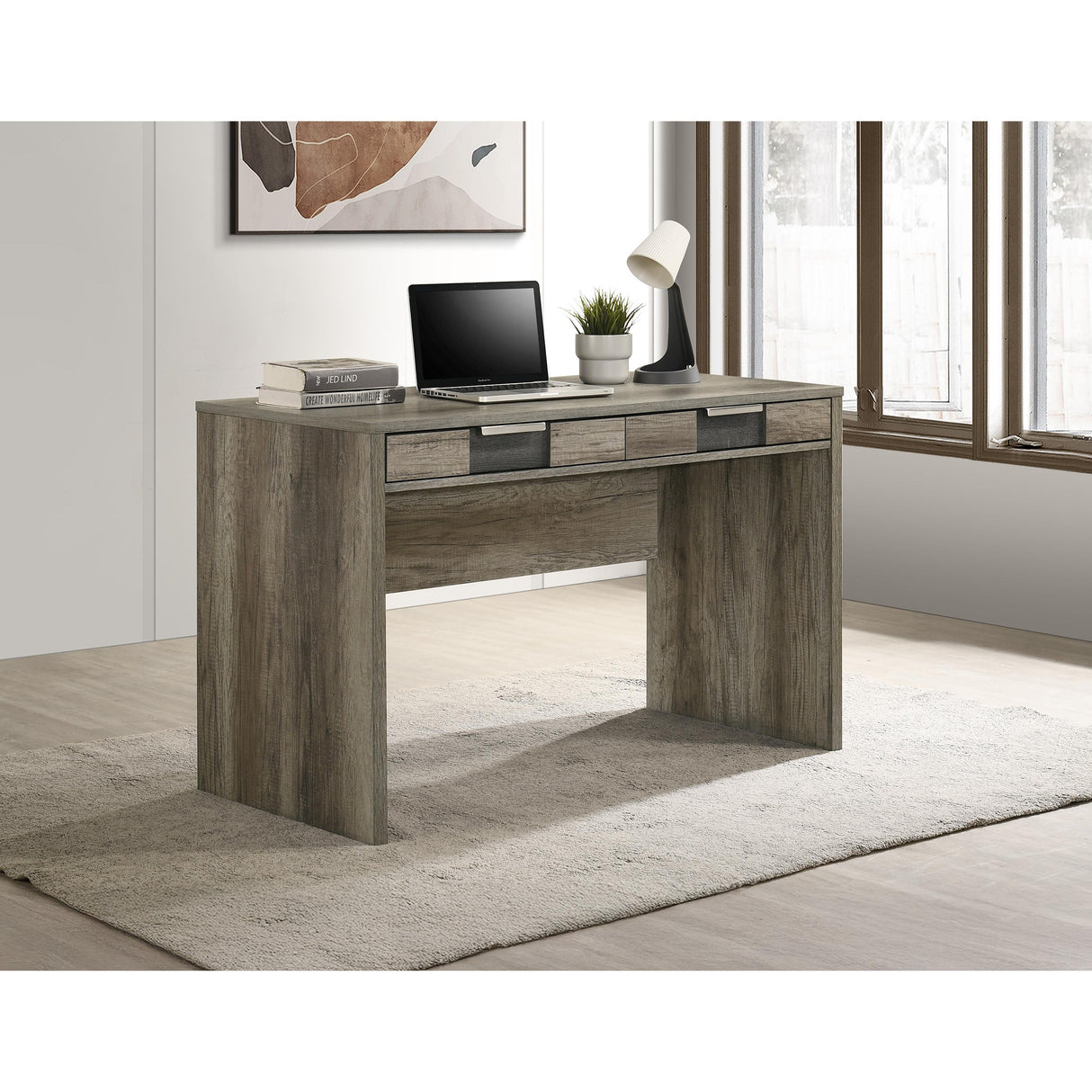 Crown Mark Rangley B6830-DESK Writing Desk - Grey/Brown IMAGE 3