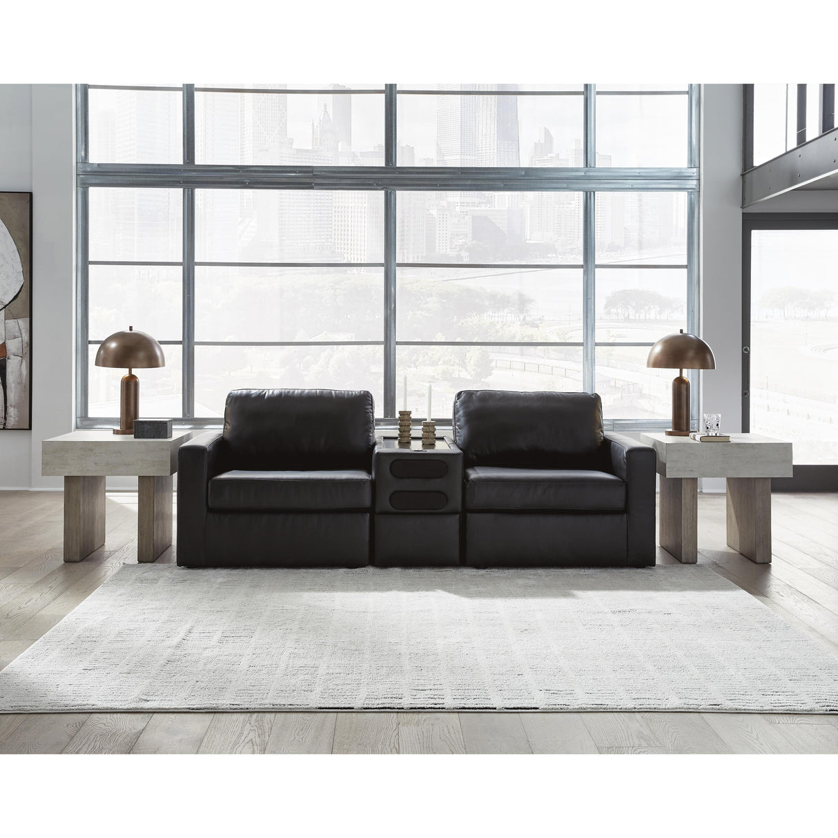 Signature Design by Ashley ModMax II 74305S13 3 pc Sectional Loveseat with Audio Console IMAGE 1