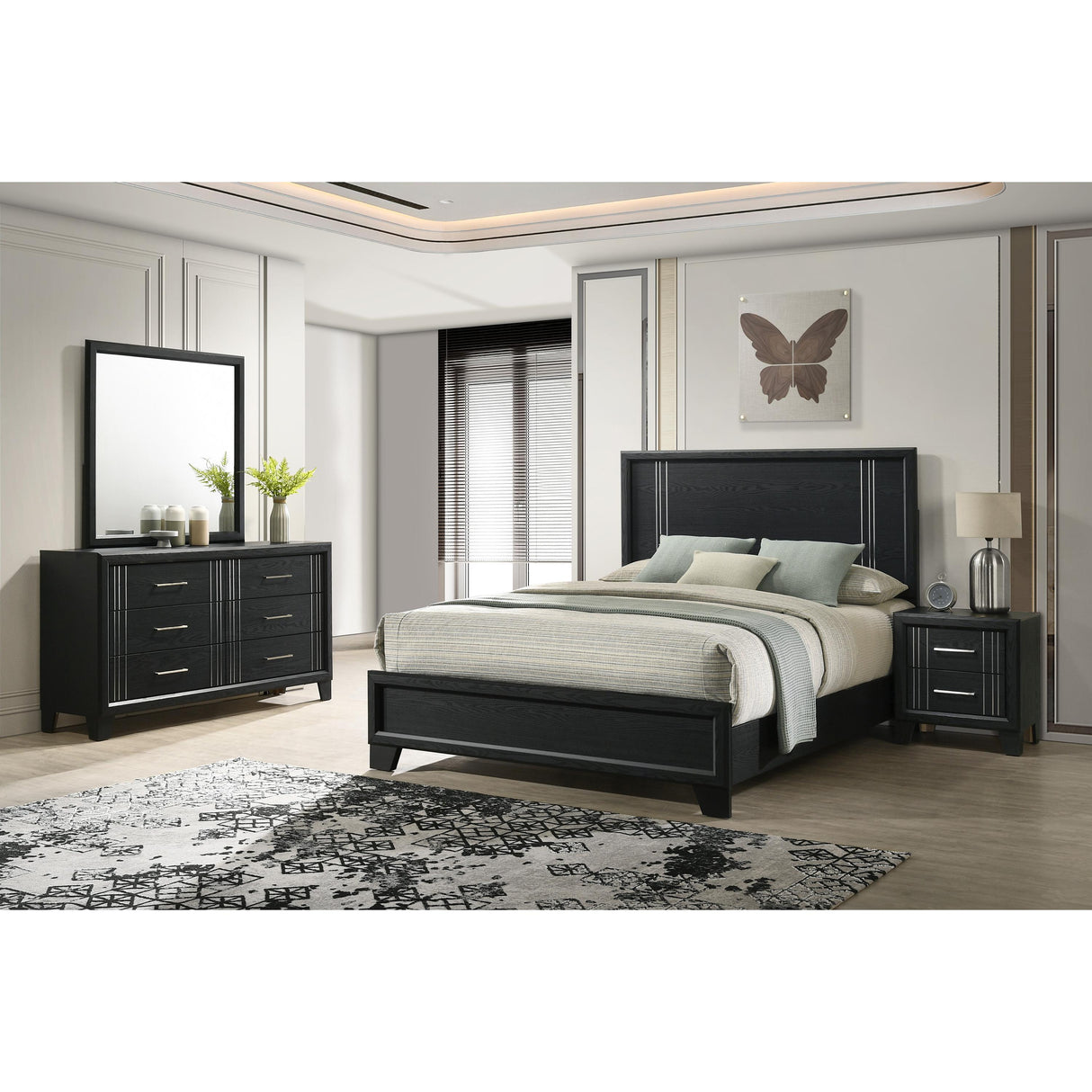 Crown Mark Charlie B9235-11 Dresser Mirror - Charcoal IMAGE 4
