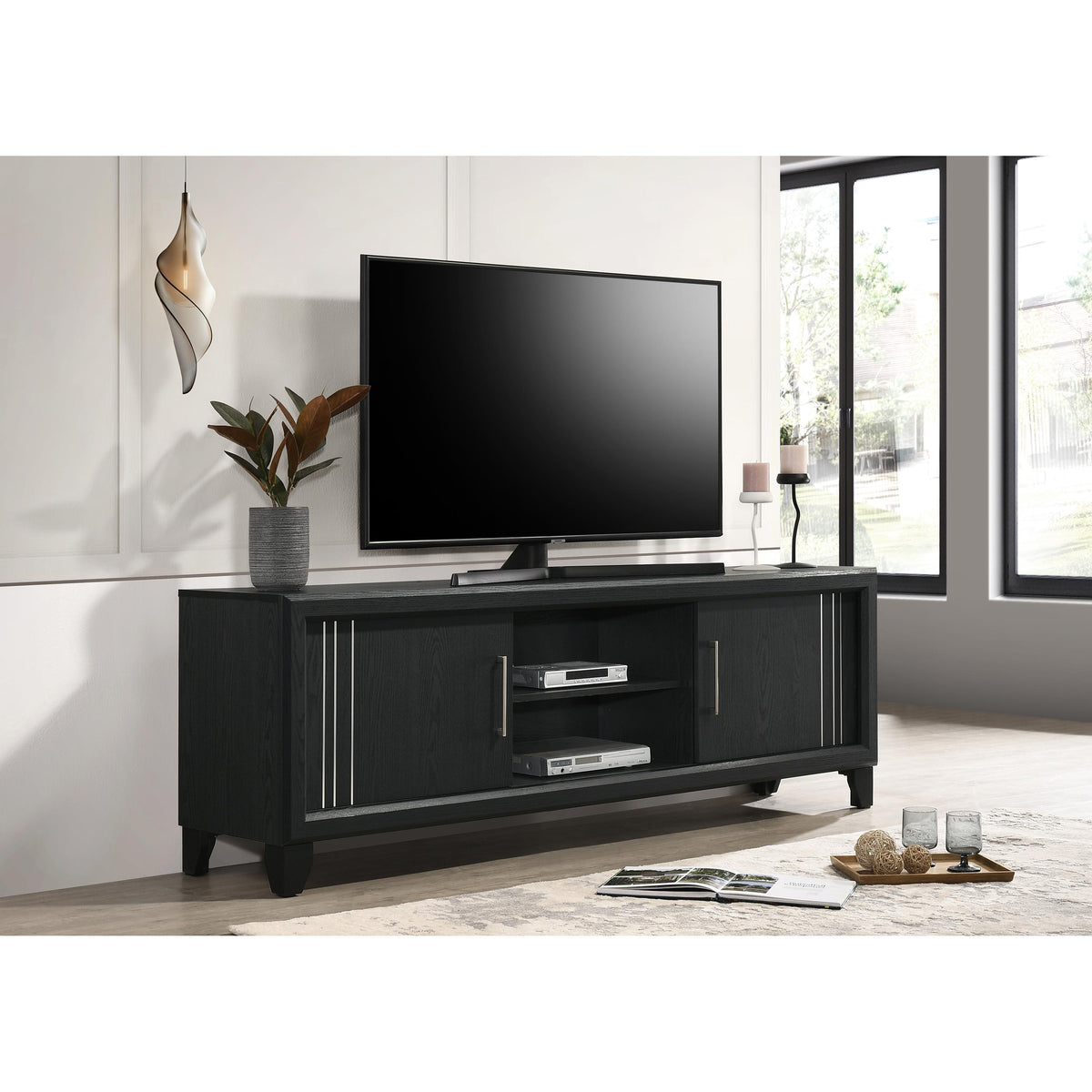 Crown Mark Charlie B9235-9 TV Stand - Charcoal IMAGE 4