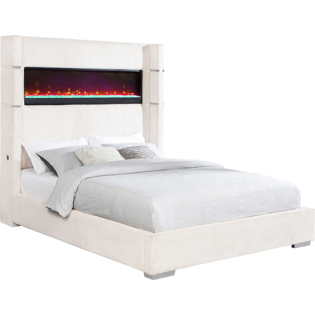 Coaster Furniture Tisdall 306032KE Upholstered King Flame Visualizer Bed - Cream IMAGE 3