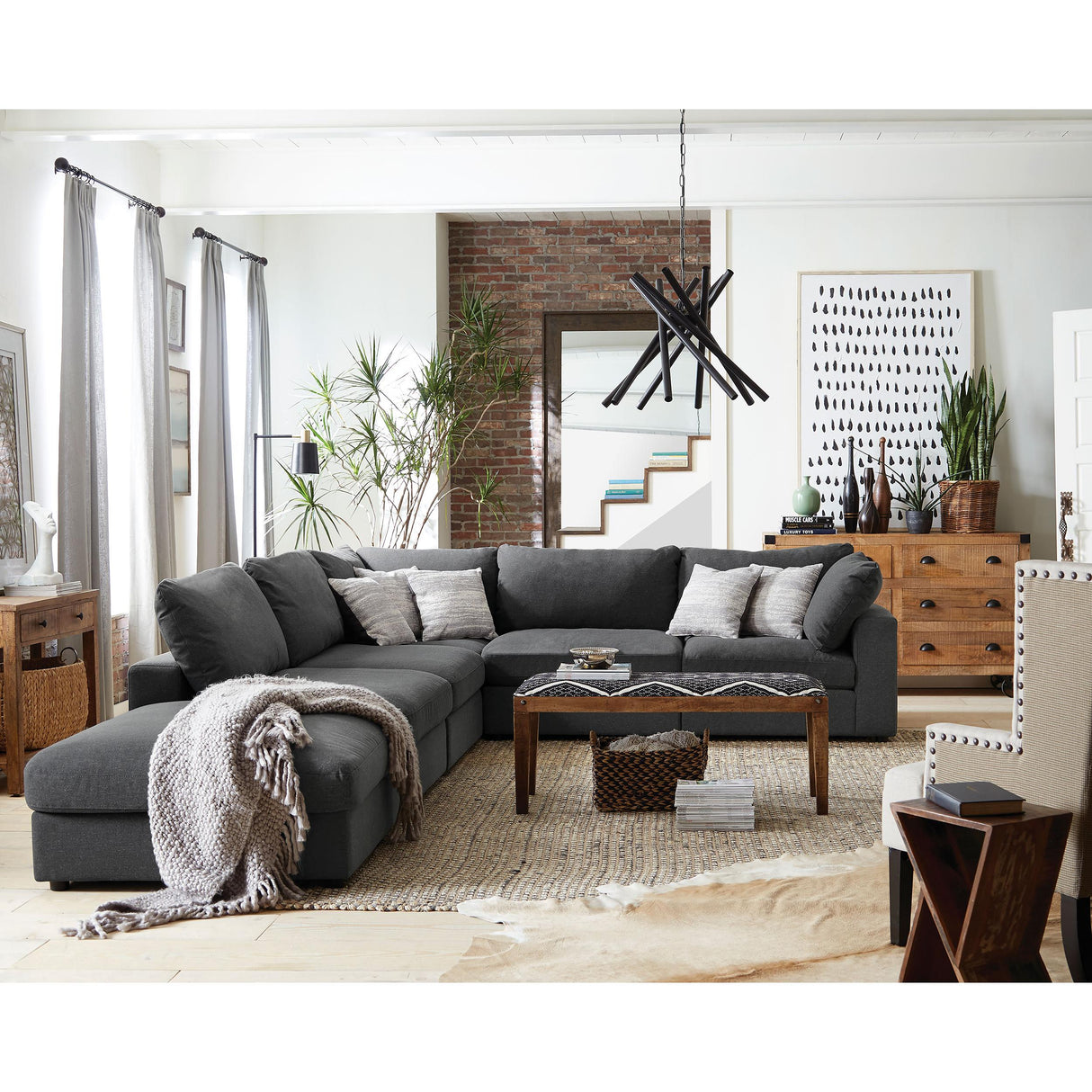 Coaster Furniture Serene 551324-SET 6 pc Upholstered Modular Sectional - Charcoal IMAGE 2