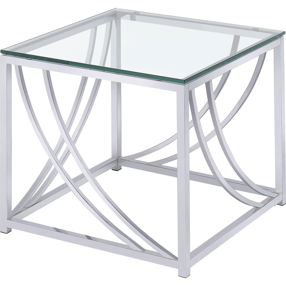 Coaster Furniture Lille 720498-S3 3-piece Glass Top Coffee And End Table Set - Chrome IMAGE 3