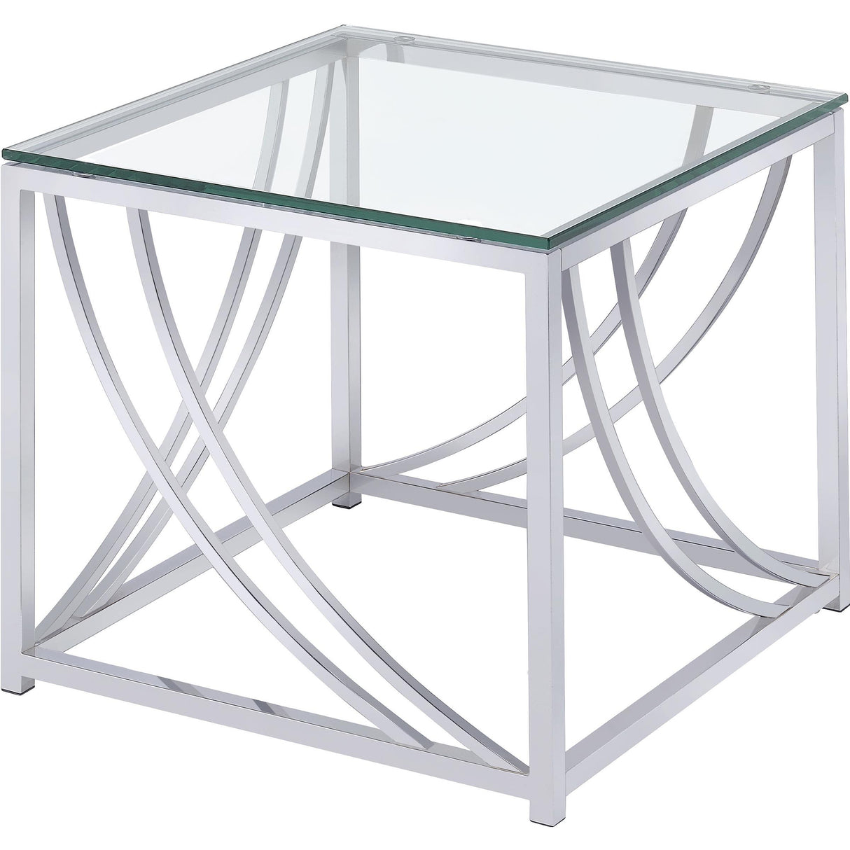 Coaster Furniture Lille 720498-S2 2-piece Glass Top Coffee And End Table Set - Chrome IMAGE 3