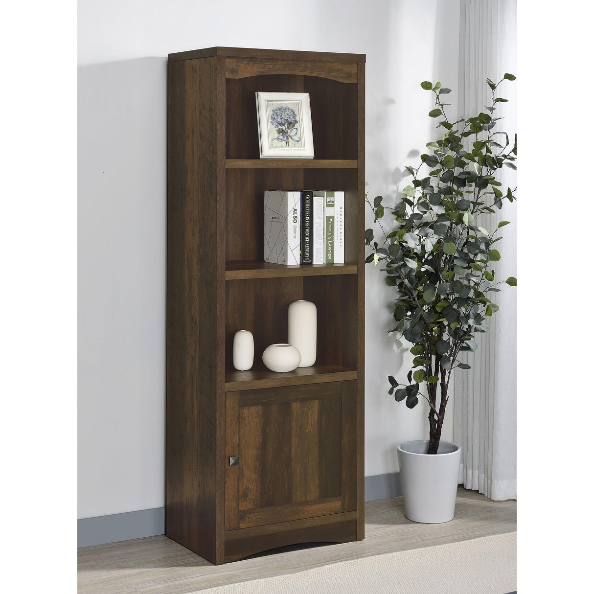 Coaster Furniture Laughlin 724124 3-shelf Engineered Wood Media Tower - Dark Pine IMAGE 2
