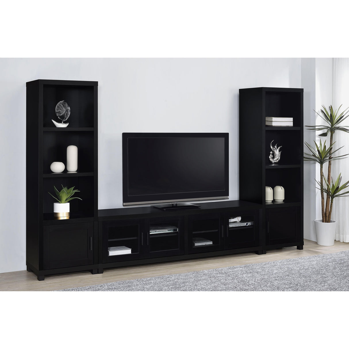 Coaster Furniture Jupiter 736303-SET 3-piece Entertainment Center 79-inch TV Stand - Black IMAGE 1