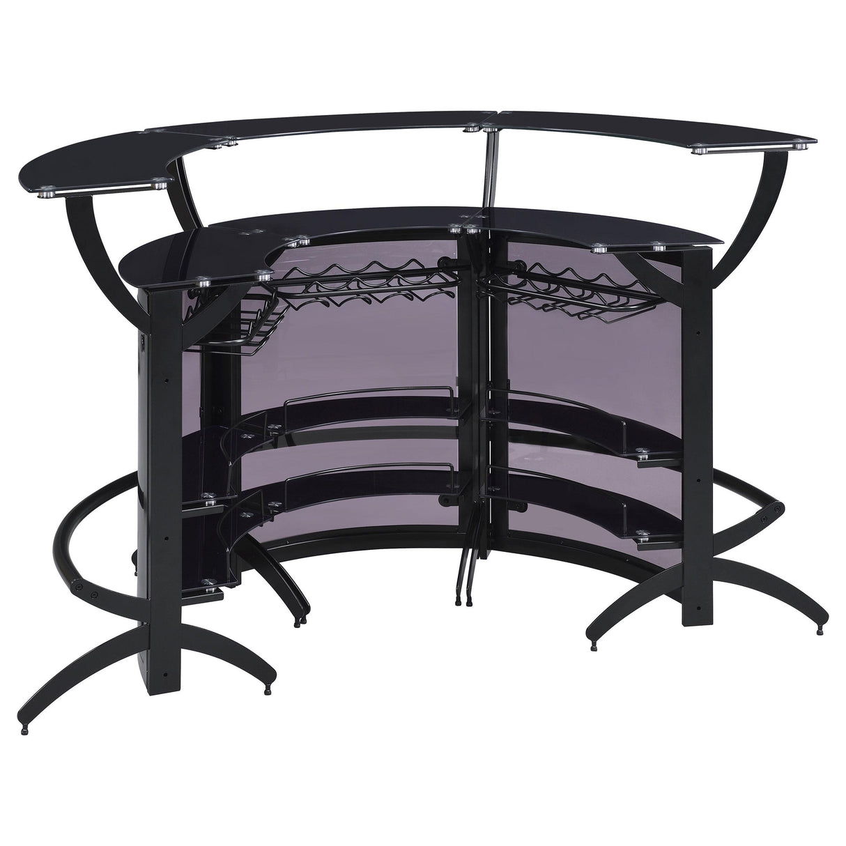 Coaster Furniture Dallas 182135-S3 3-piece Curved Freestanding Home Bar Cabinet - Black IMAGE 7