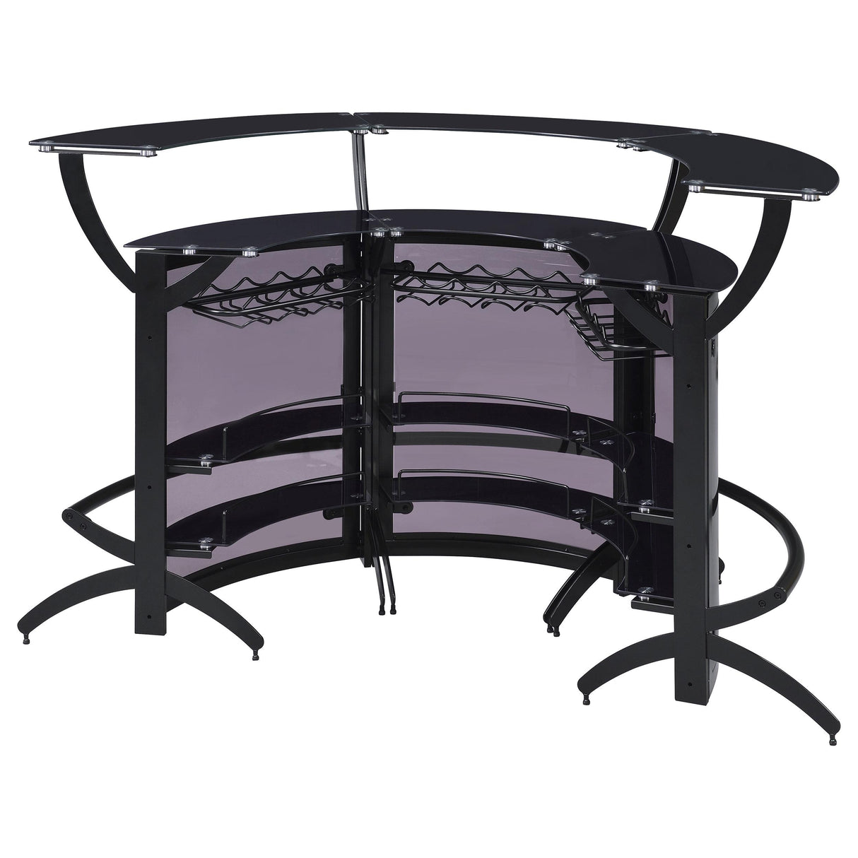 Coaster Furniture Dallas 182135-S3 3-piece Curved Freestanding Home Bar Cabinet - Black IMAGE 9