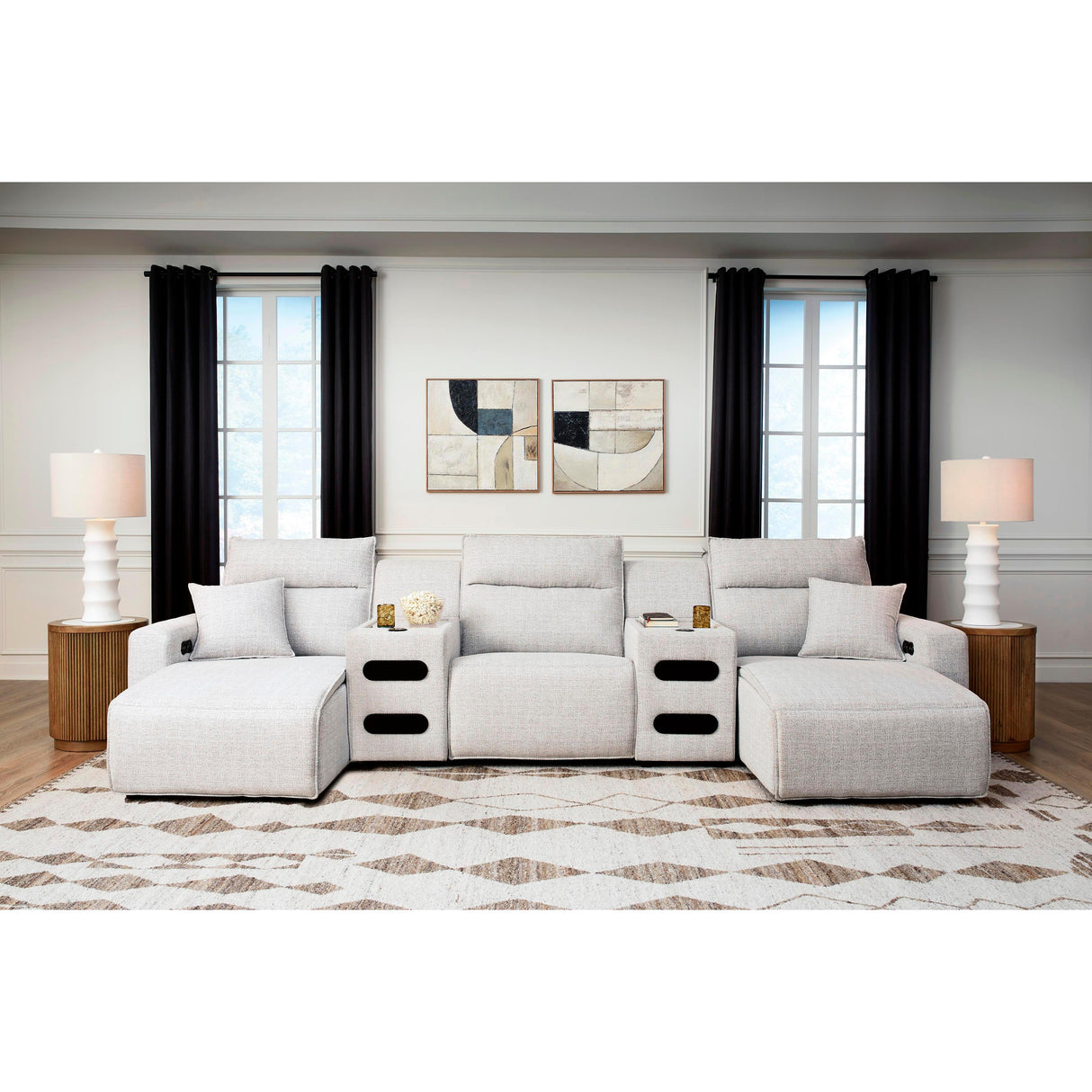 Signature Design by Ashley ModMax II 65907S15 5 pc Power Reclining Sectional with Chaise and Audio Consoles IMAGE 1
