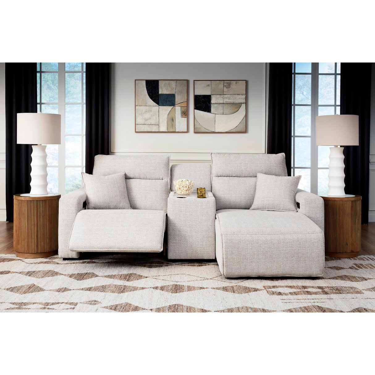 Signature Design by Ashley ModMax II 65907S4 3 pc Power Reclining Sectional with Chaise and Console IMAGE 2