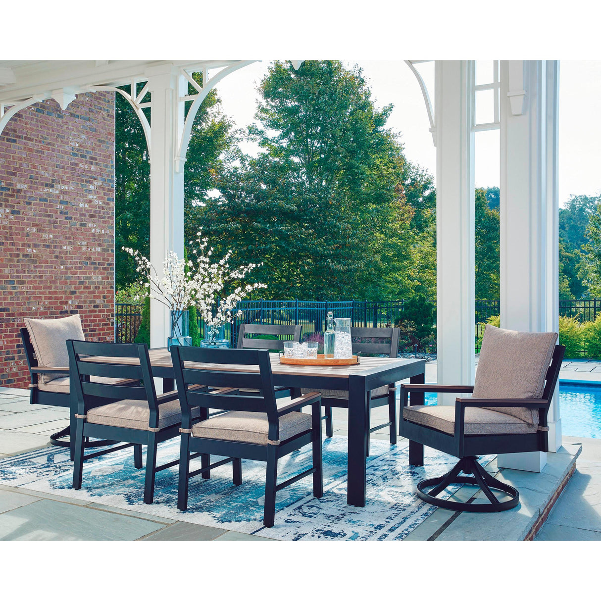 Signature Design by Ashley East Beach PCP587-625 Rectangular Dining Table with Umbrella Option IMAGE 8