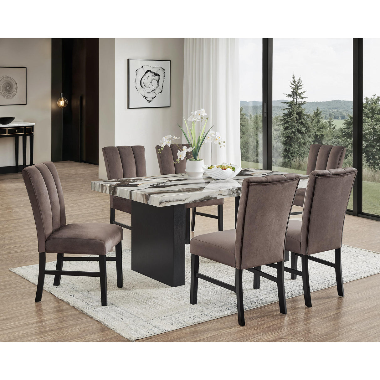 Crown Mark Vega 1420T-3972 Faux Marble Dining Table IMAGE 5