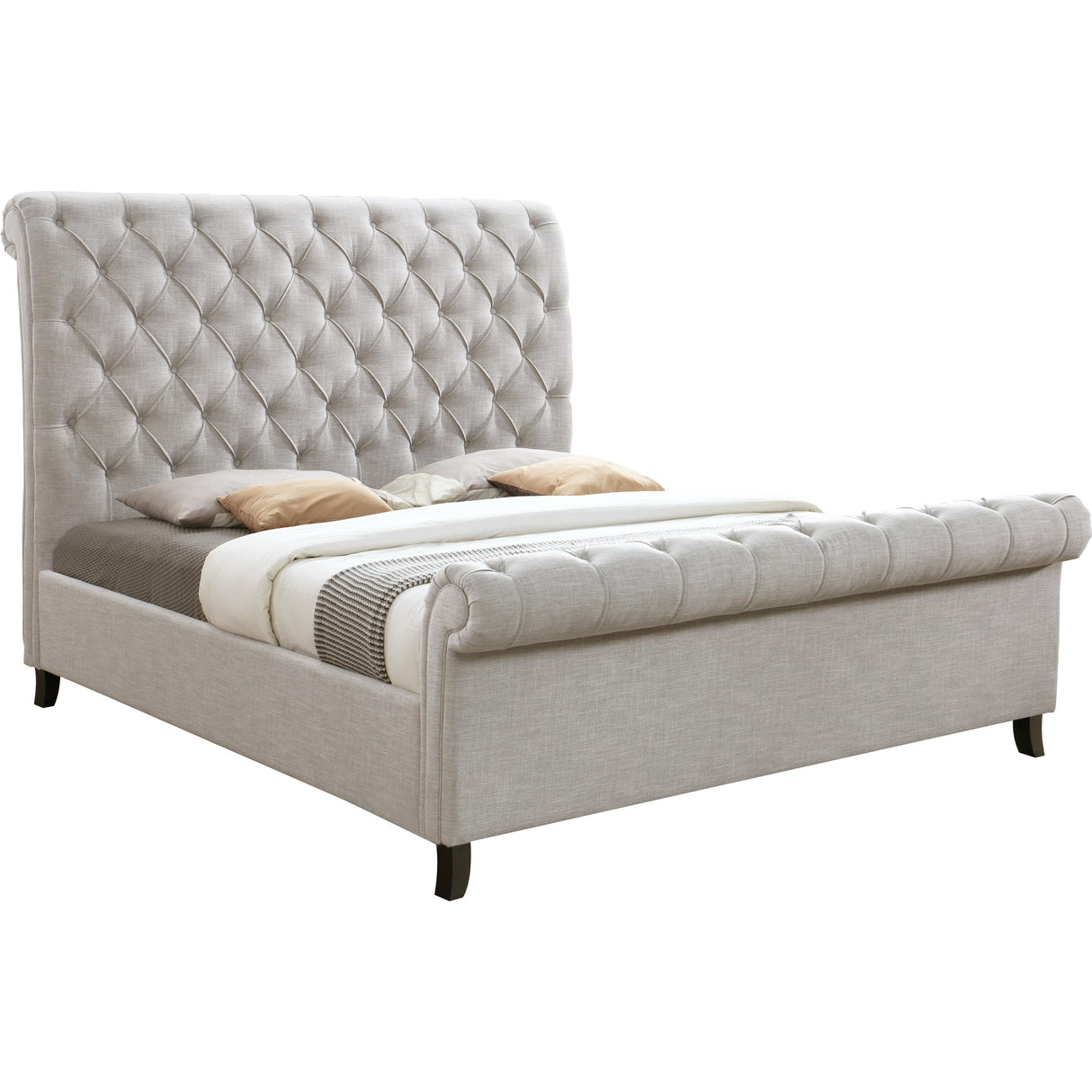 Crown Mark Kate 5103LG King Platform Bed - Light Grey Tweed IMAGE 1