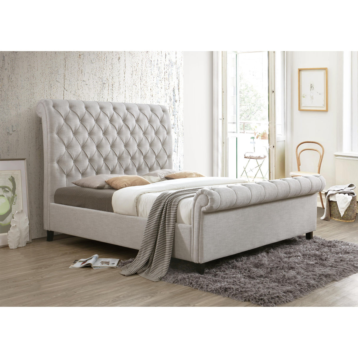 Crown Mark Kate 5103LG King Platform Bed - Light Grey Tweed IMAGE 4