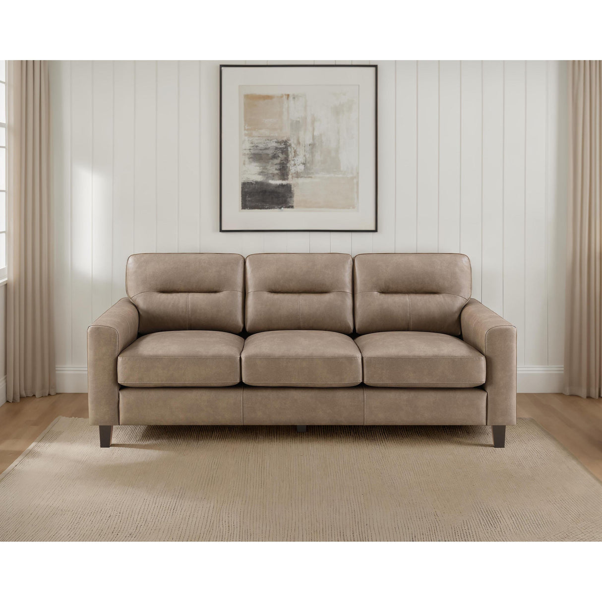 Coaster Furniture Scotland 504667 Faux Leather Upholstered Track Arm Sofa - Brown IMAGE 2