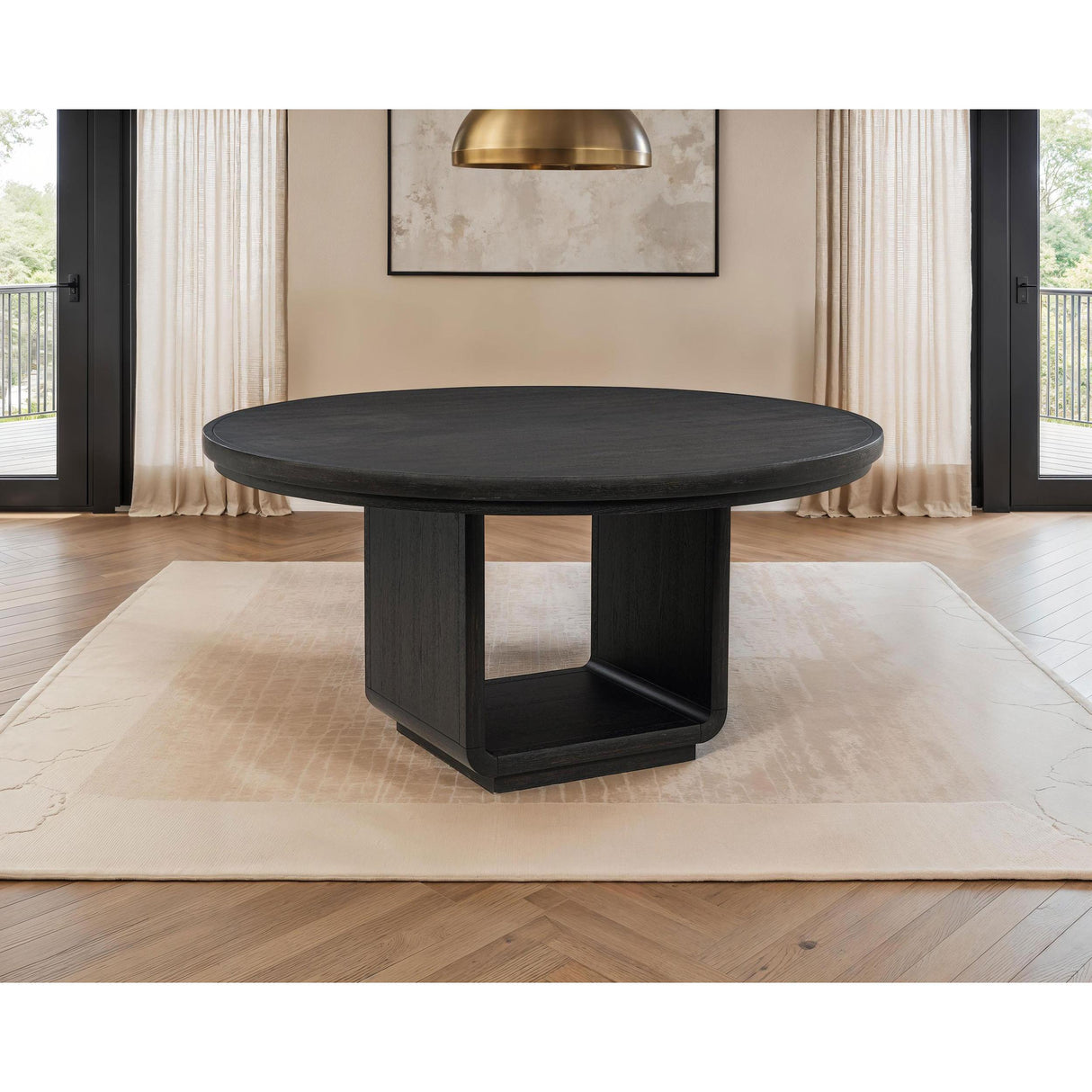 Coaster Furniture Leandro 115390 60-inch Round Dining Table - Burnished Black IMAGE 2