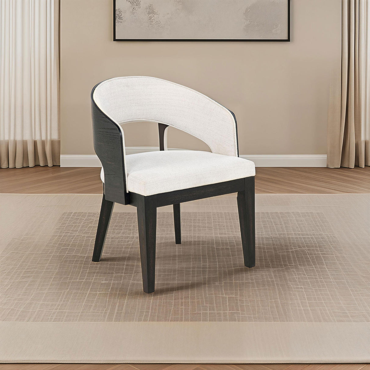 Coaster Furniture Leandro 115393 Set of 2 Upholstered Dining Arm Chair - Cream IMAGE 2