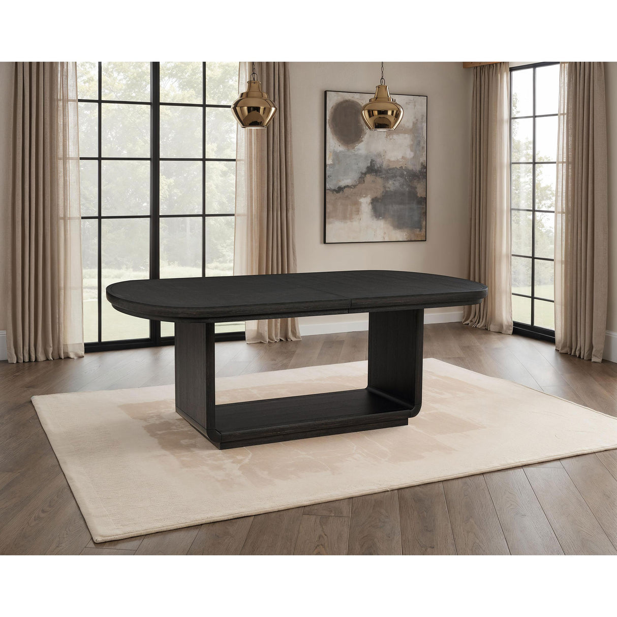 Coaster Furniture Leandro 115391 78-inch Extension Dining Room Table - Burnished Black IMAGE 3