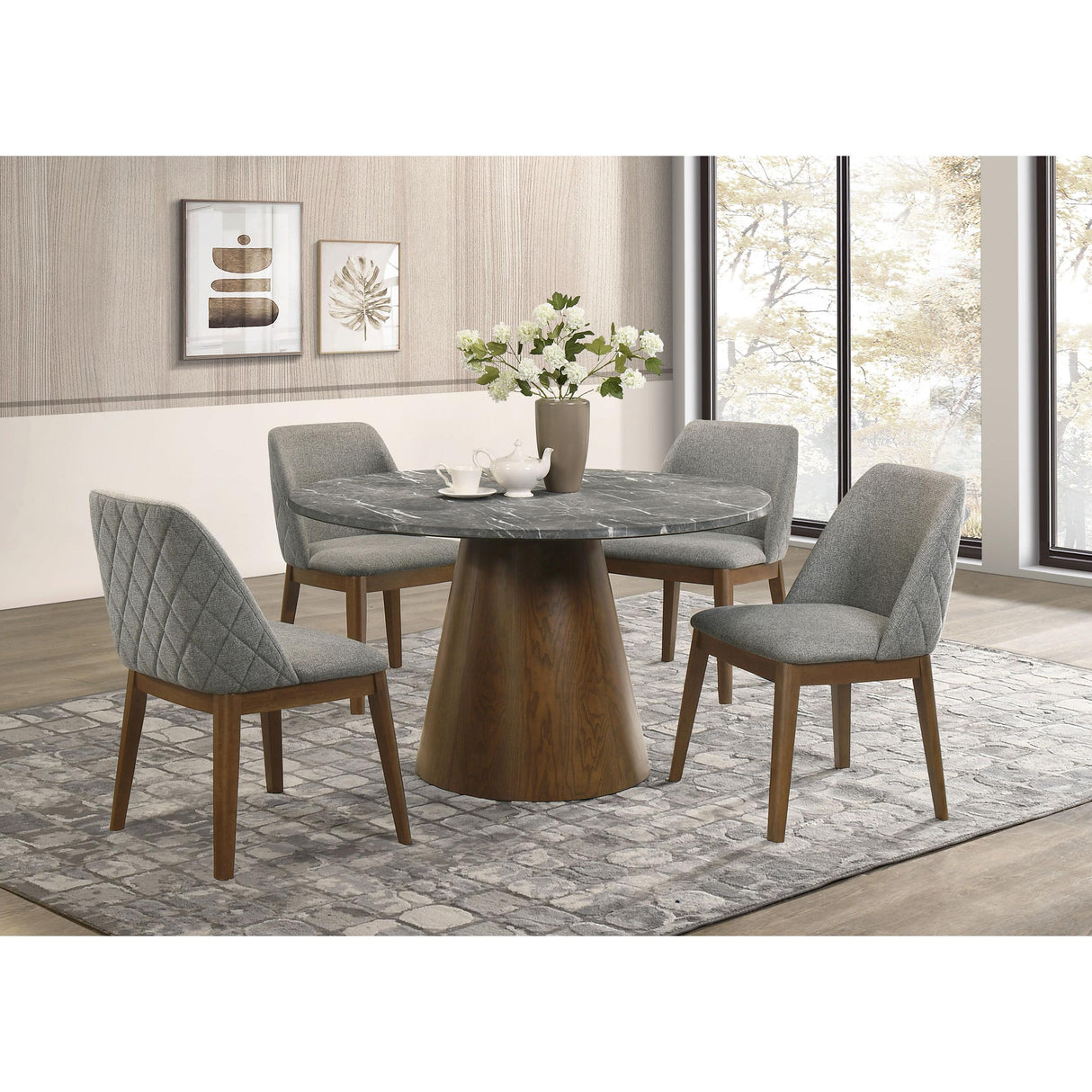 Coaster Furniture Franklin 193820 50-inch Round Dining Table - Grey/Dark Brown IMAGE 6