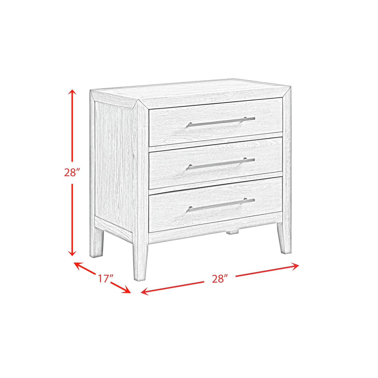 Elements International Versailles Contemporary B-3690-3-NS 3-Drawer Nightstand IMAGE 9