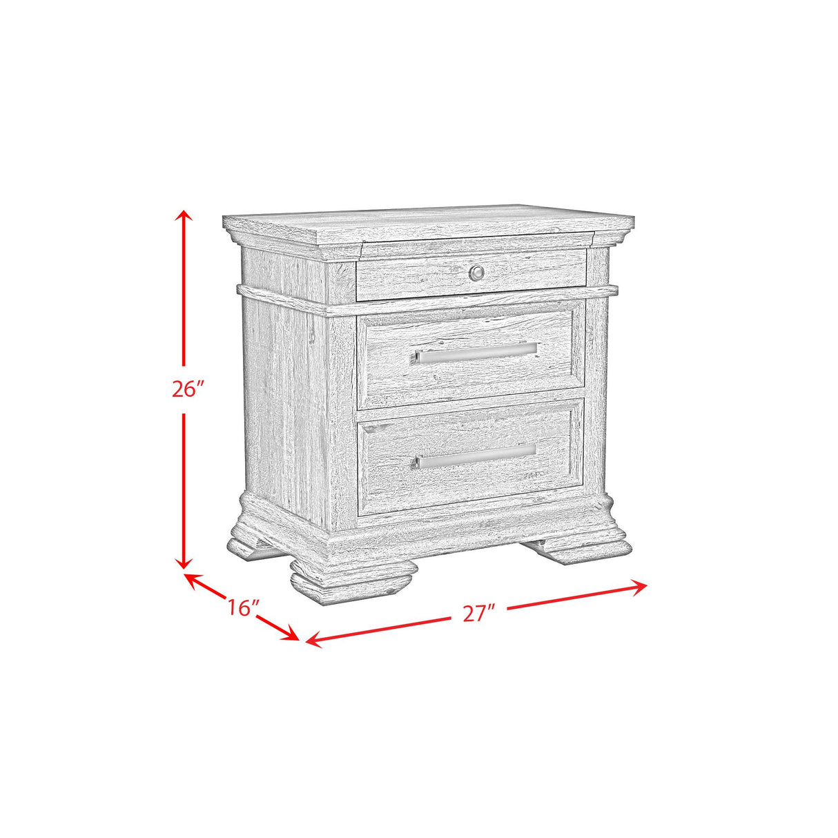 Elements International Park Ridge B-13130-8-NS 3-Drawer Nightstand IMAGE 9