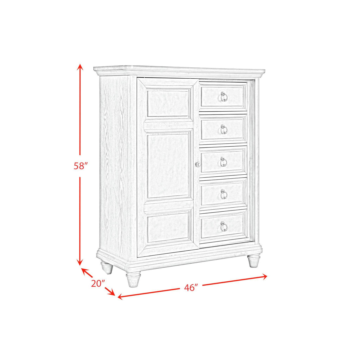 Elements International Whit-Ash B-11360-3-CH2 5-Drawer Door Chest IMAGE 12