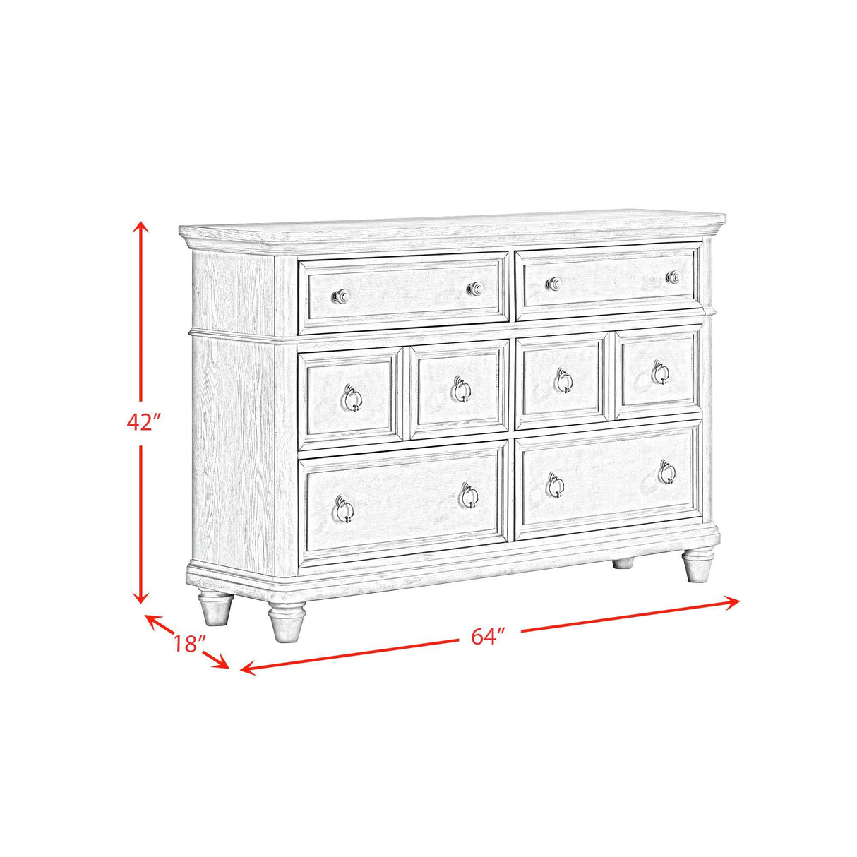 Elements International Whit-Ash B-11360-3-DR 6-Drawer Dresser IMAGE 12