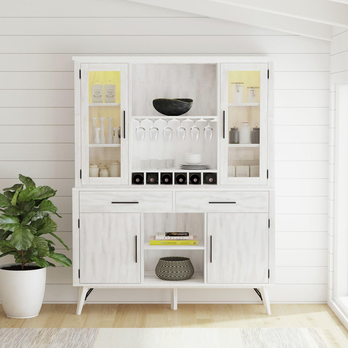 Elements International Rogen Rustic D-12850-7-BFHT Buffet & Hutch IMAGE 4
