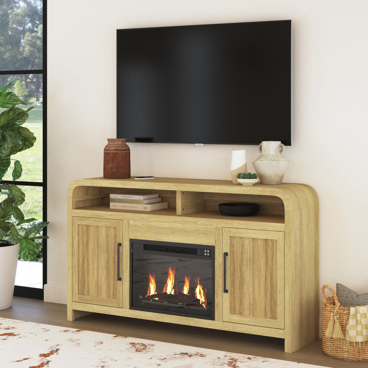 Elements International Ridgemont LA-14440-6-FP Complete 60" Fireplace Cabinet IMAGE 3