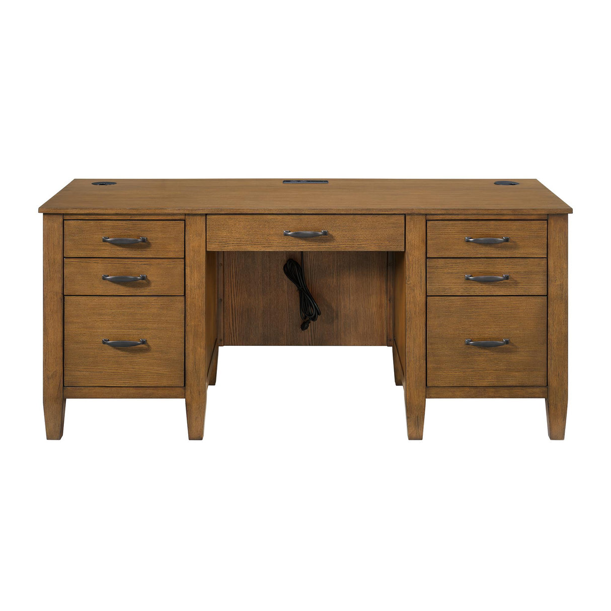Elements International Portico H-15970-6-DK1 Double Pedestal Desk IMAGE 2