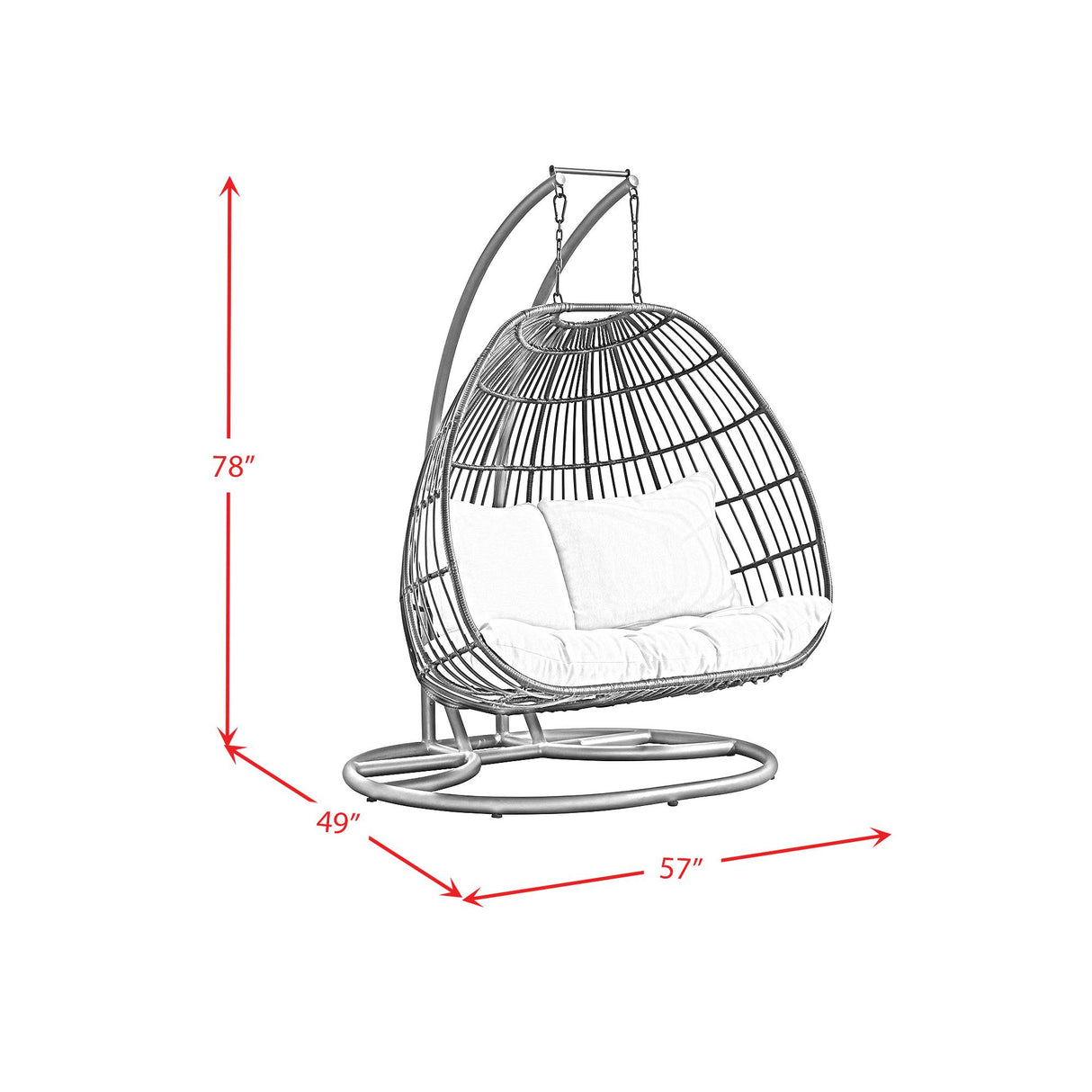 Elements International Playa O-16230-10311-220 Double Swing Egg Chair IMAGE 10