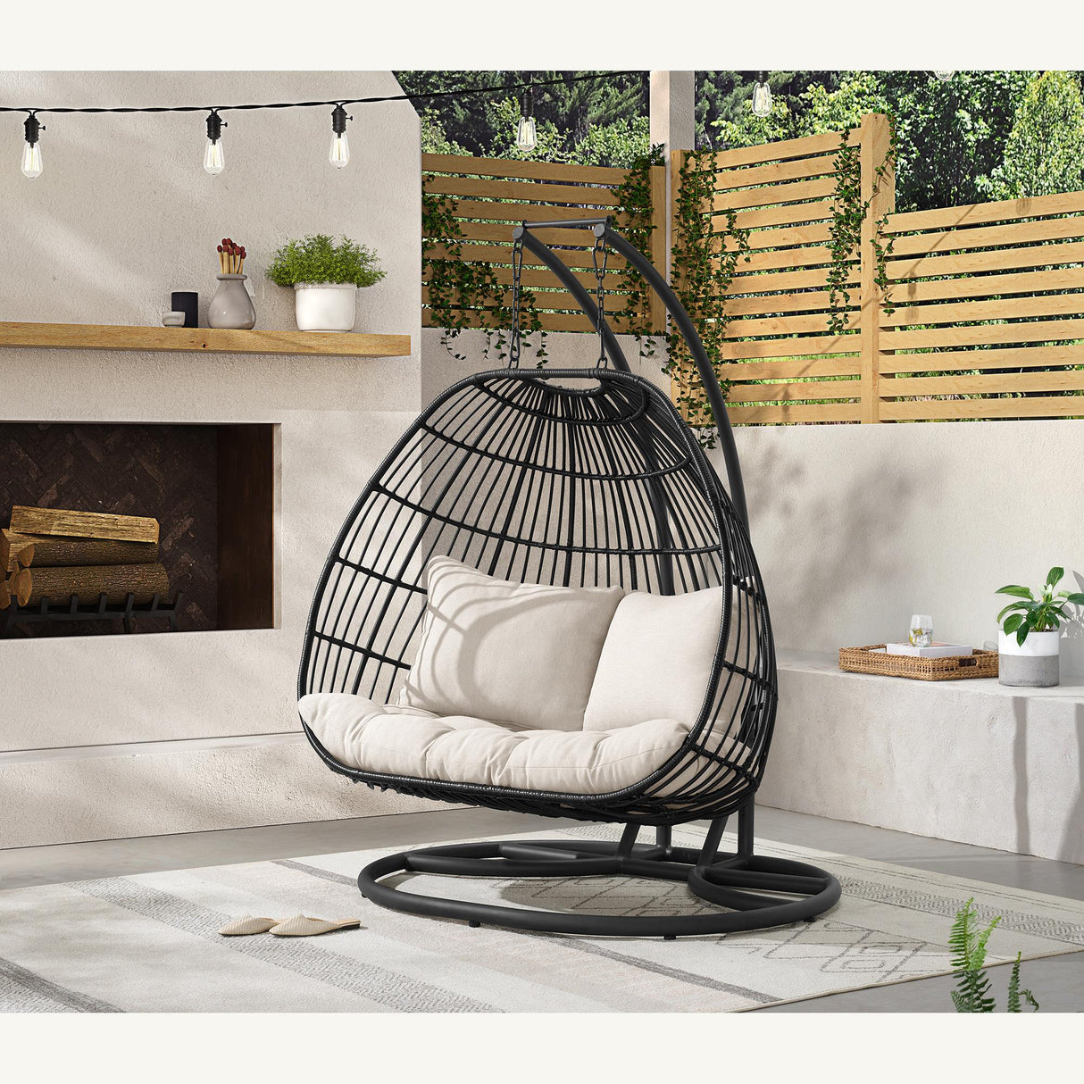 Elements International Playa O-16230-10311-220 Double Swing Egg Chair IMAGE 5