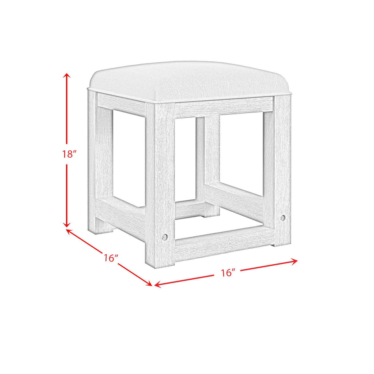 Elements International Ridgemont V-14440-8W-DST Dressing Stool IMAGE 8