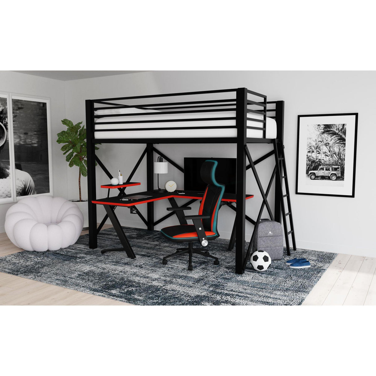 Elements International Talia Y-14090-8-FBK Full Loft Bunk And Ladder IMAGE 4