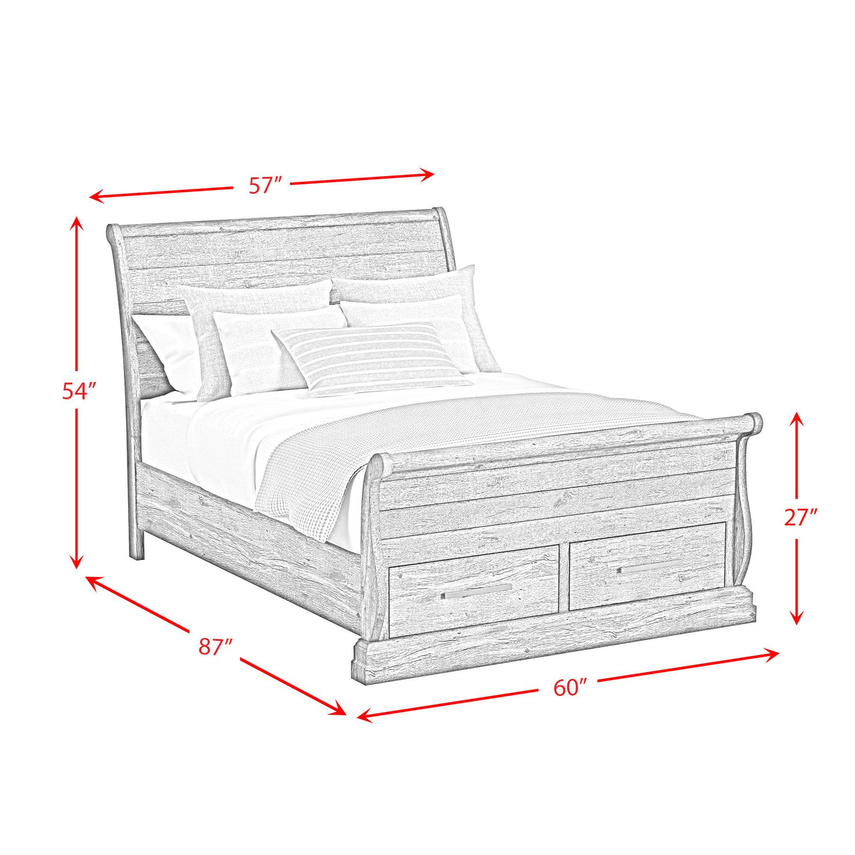 Elements International Park Ridge B-13130-8-FSLB Full Sleigh Storage Bed IMAGE 9