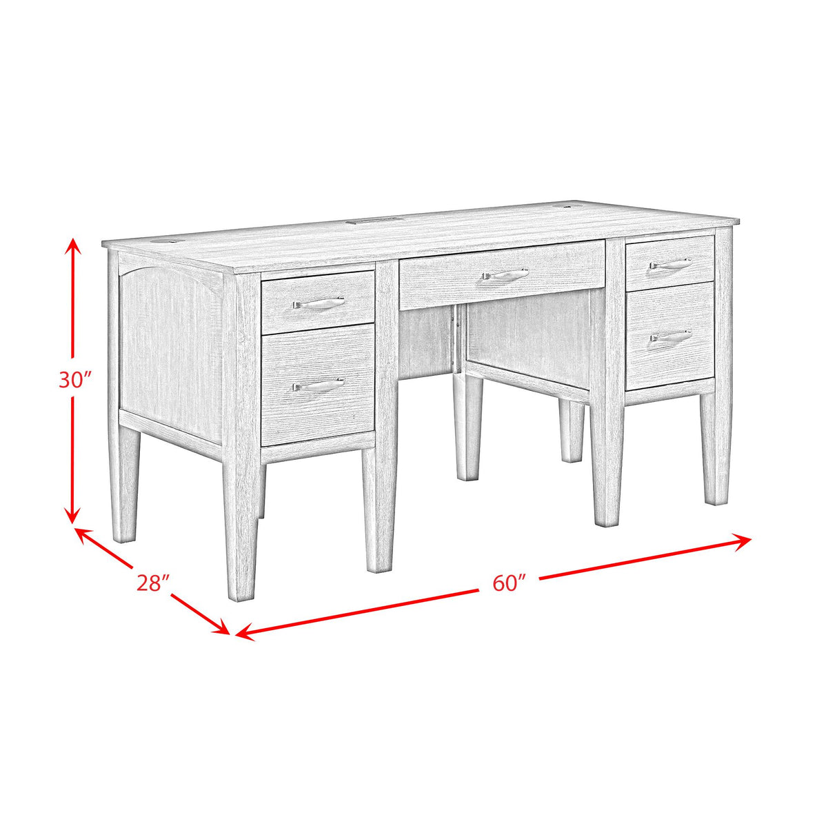 Elements International Portico H-15970-6-DK2 Half Pedestal Desk IMAGE 10