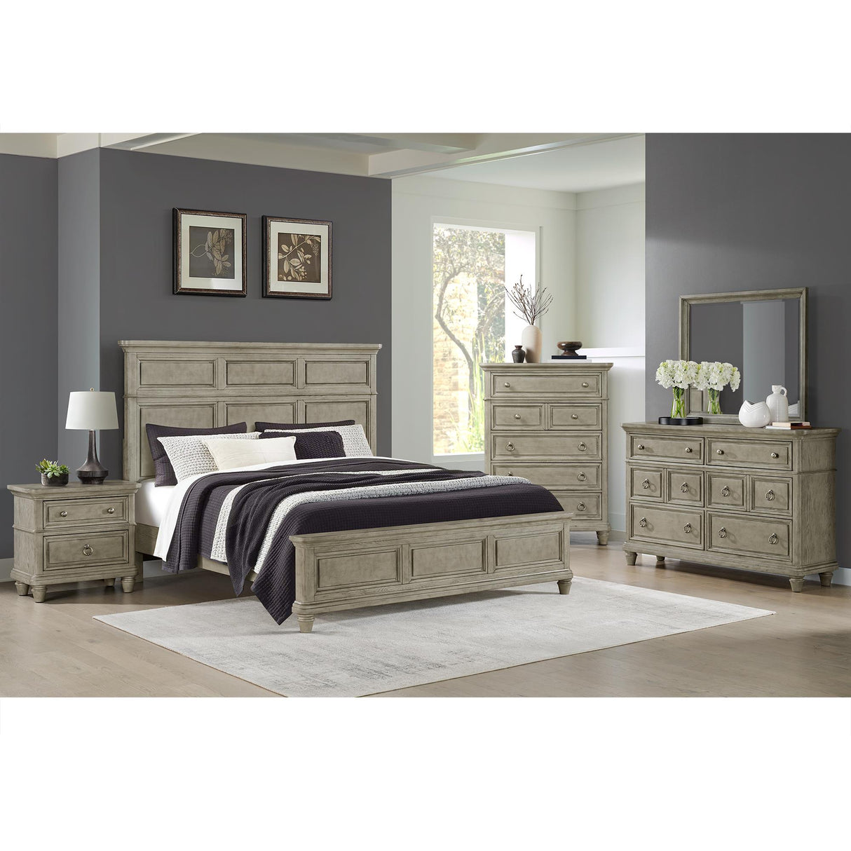 Elements International Whit-Ash B-11360-3-KB King Panel Bed IMAGE 3