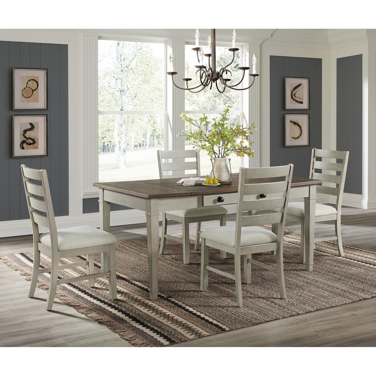 Elements International Farmington D-9890-7-SC Ladder Back Dining Side Chair IMAGE 3