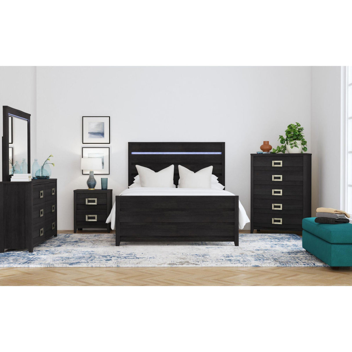 Elements International Tobias B-15990-8-QBL Queen Bed IMAGE 3