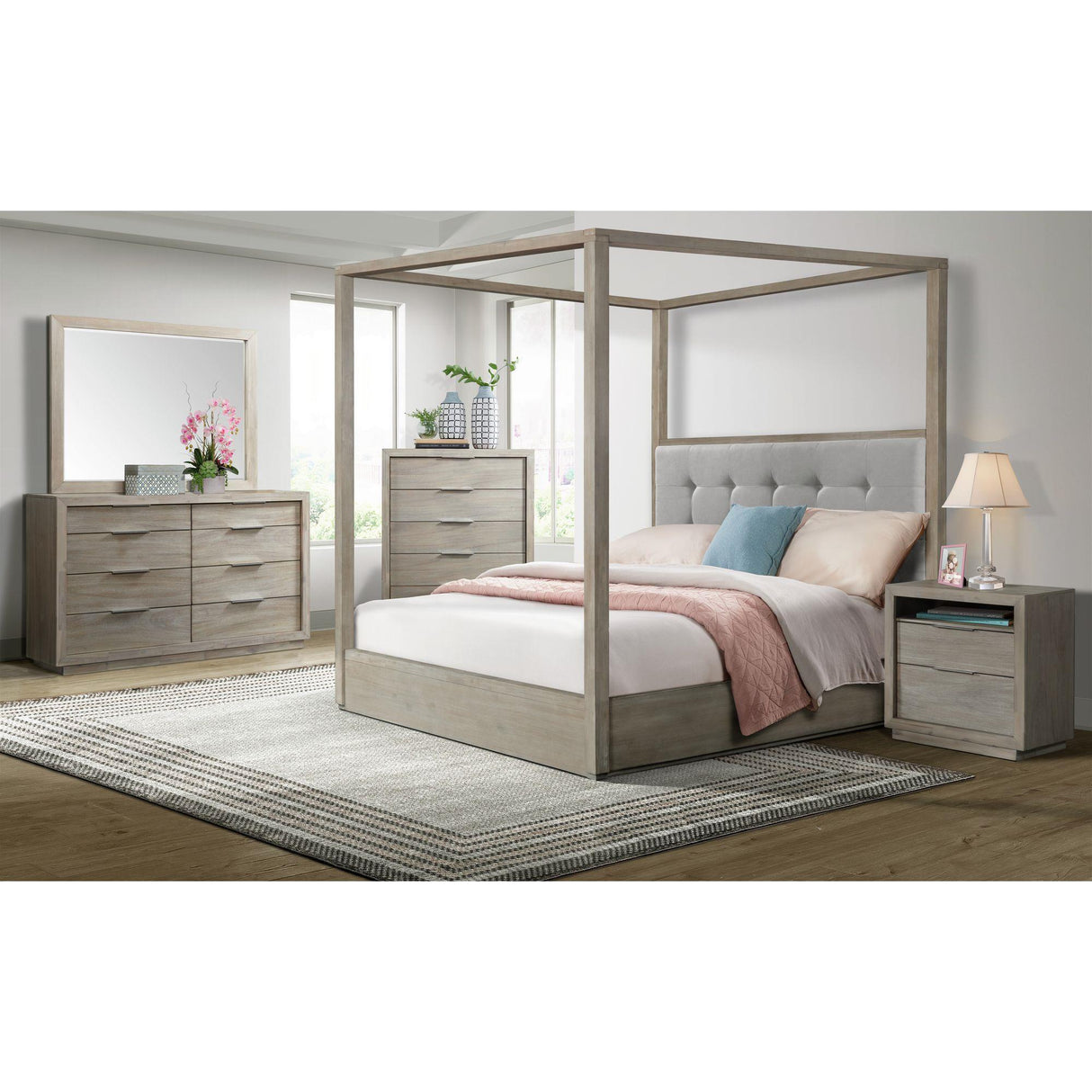 Elements International Arcadia B-3430-5-QCB Queen Canopy Bed IMAGE 3