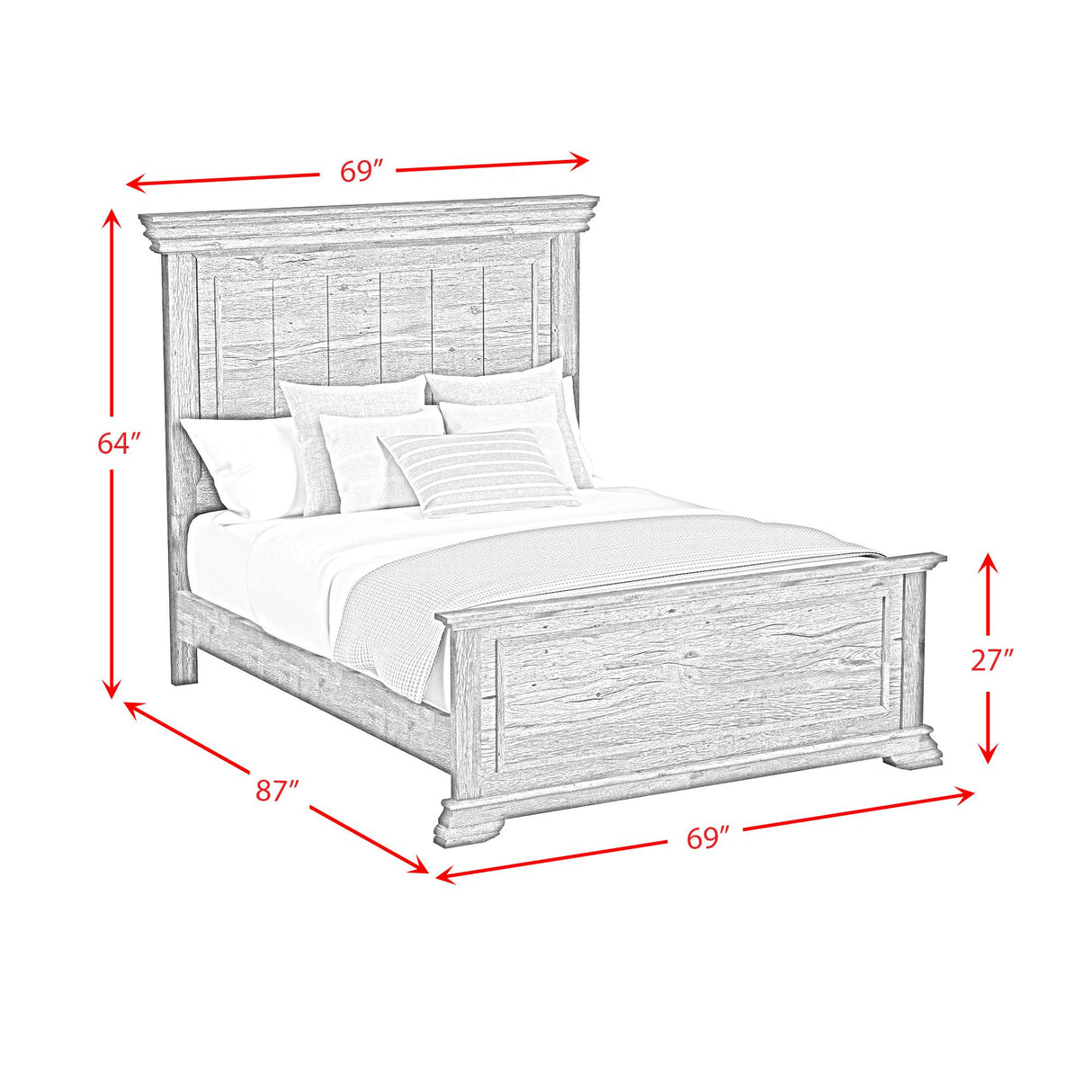 Elements International Park Ridge B-13130-8-QB Queen Panel Bed IMAGE 7