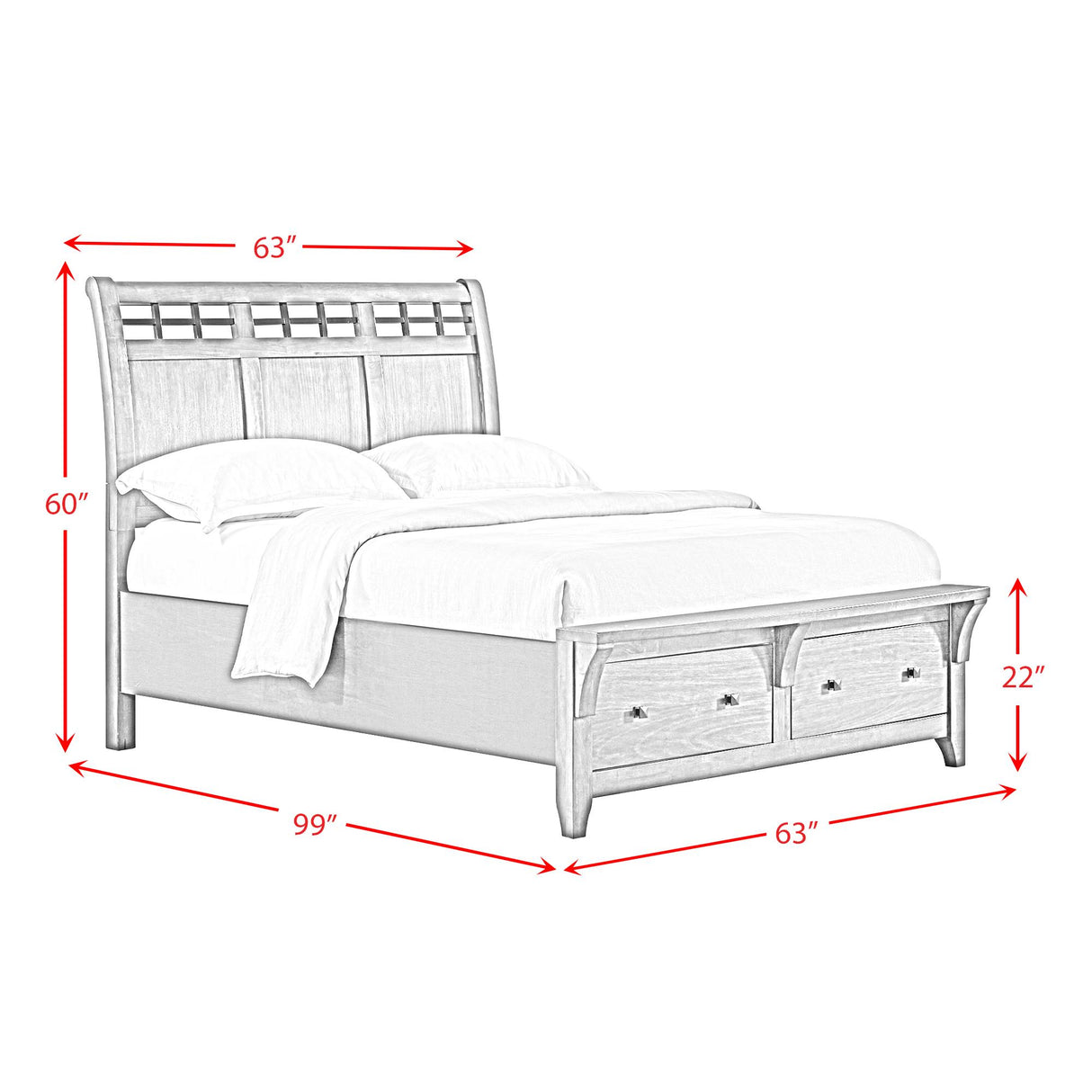 Elements International Gage B-15580-5-QSB Queen Sleigh Storage Bed IMAGE 11