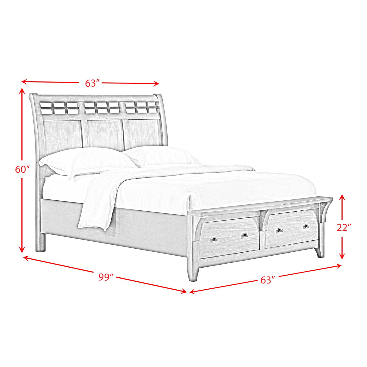 Elements International Gage B-15580-5-QSB Queen Sleigh Storage Bed IMAGE 11