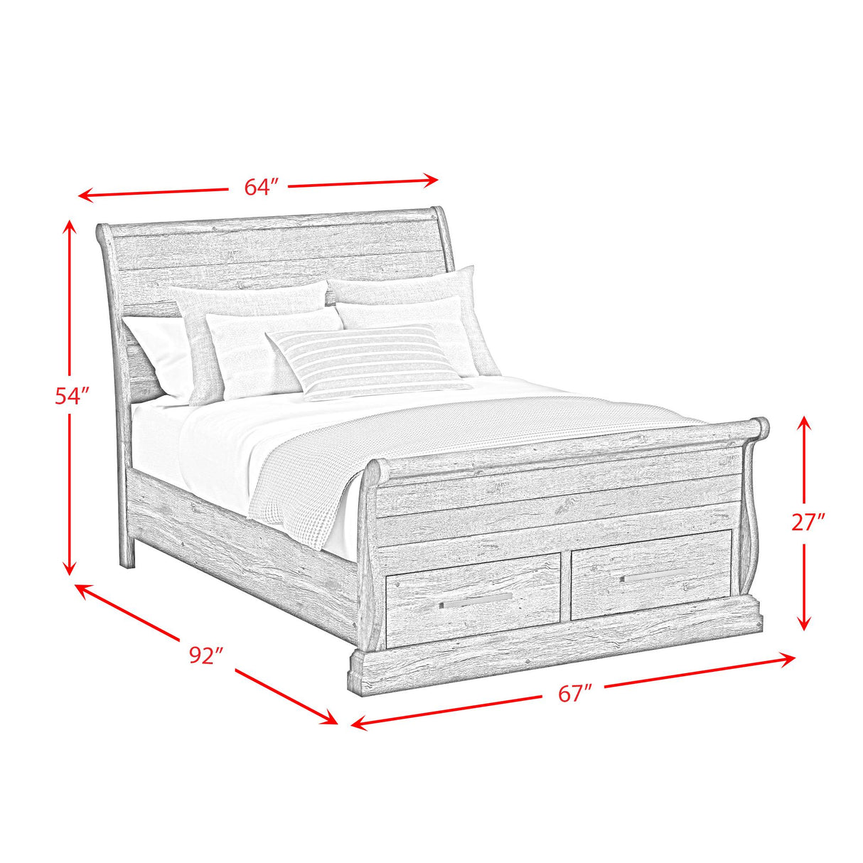 Elements International Park Ridge B-13130-8-QSLB Queen Sleigh Storage Bed IMAGE 9