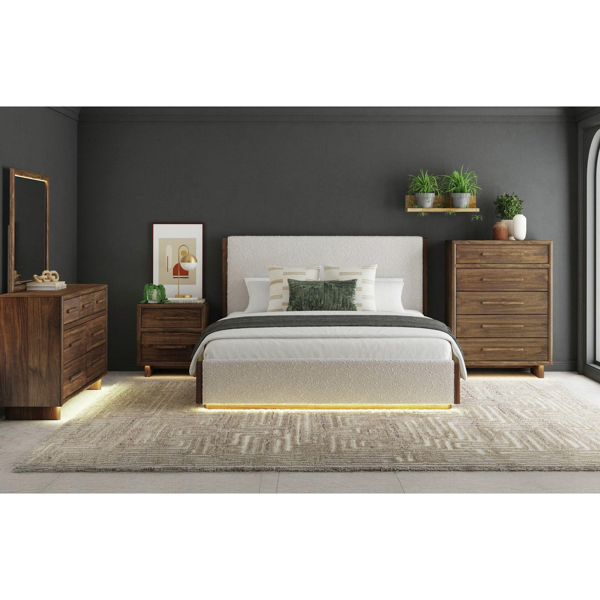 Elements International Brisbane B-16760-5-QUB Queen Upholstered Bed IMAGE 3